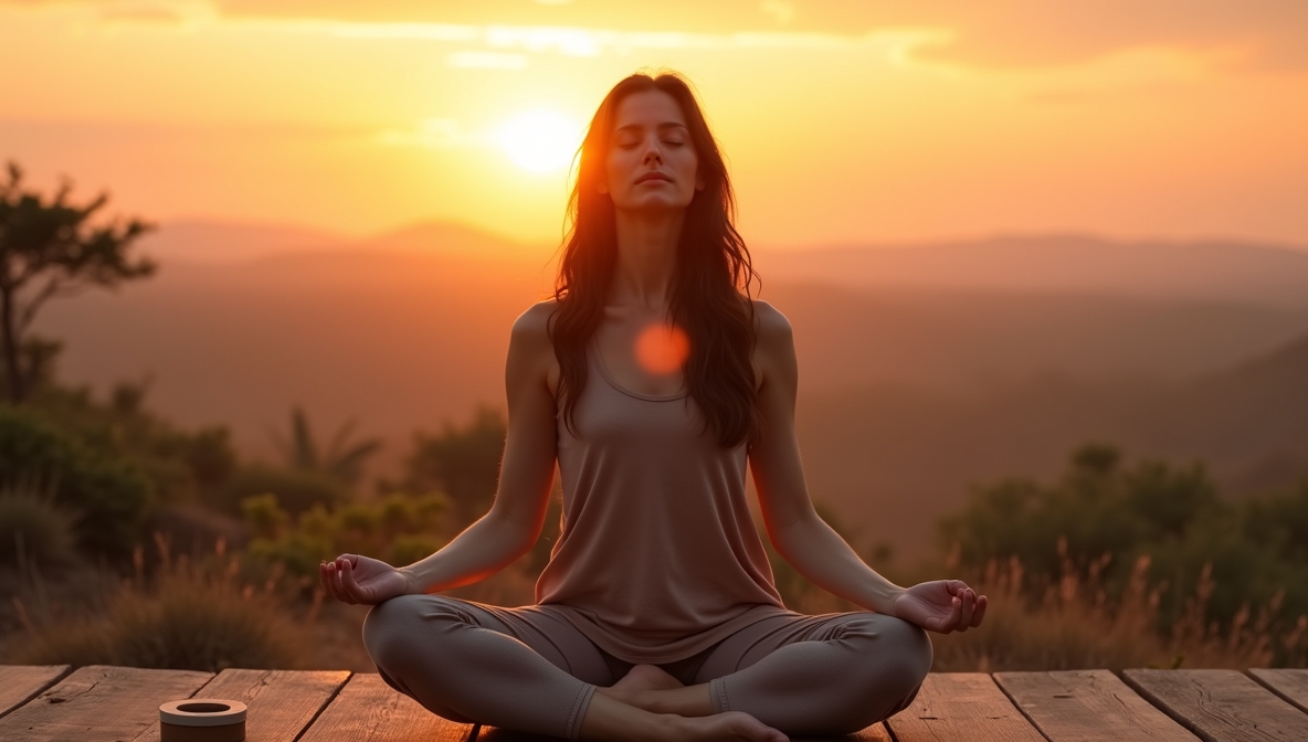 Yoga meditation ved solnedgang